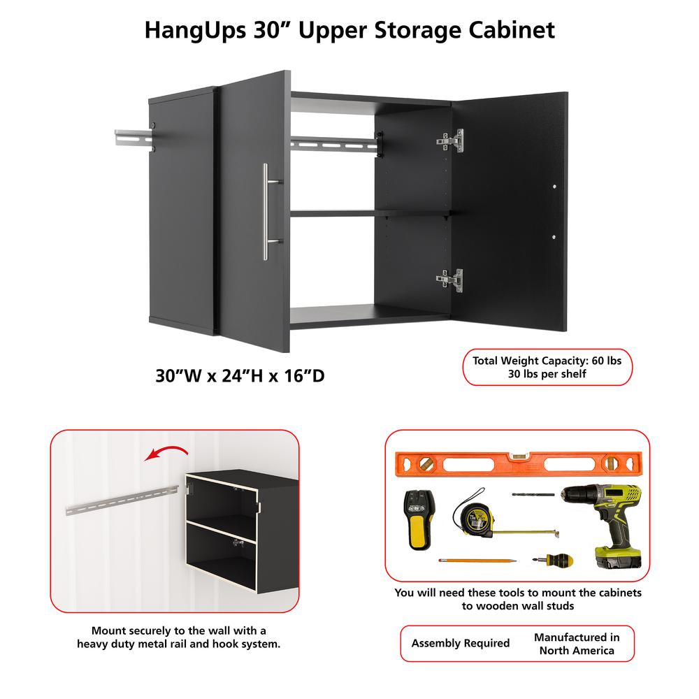 HangUps 30" Upper Storage Cabinet, Black. Picture 9