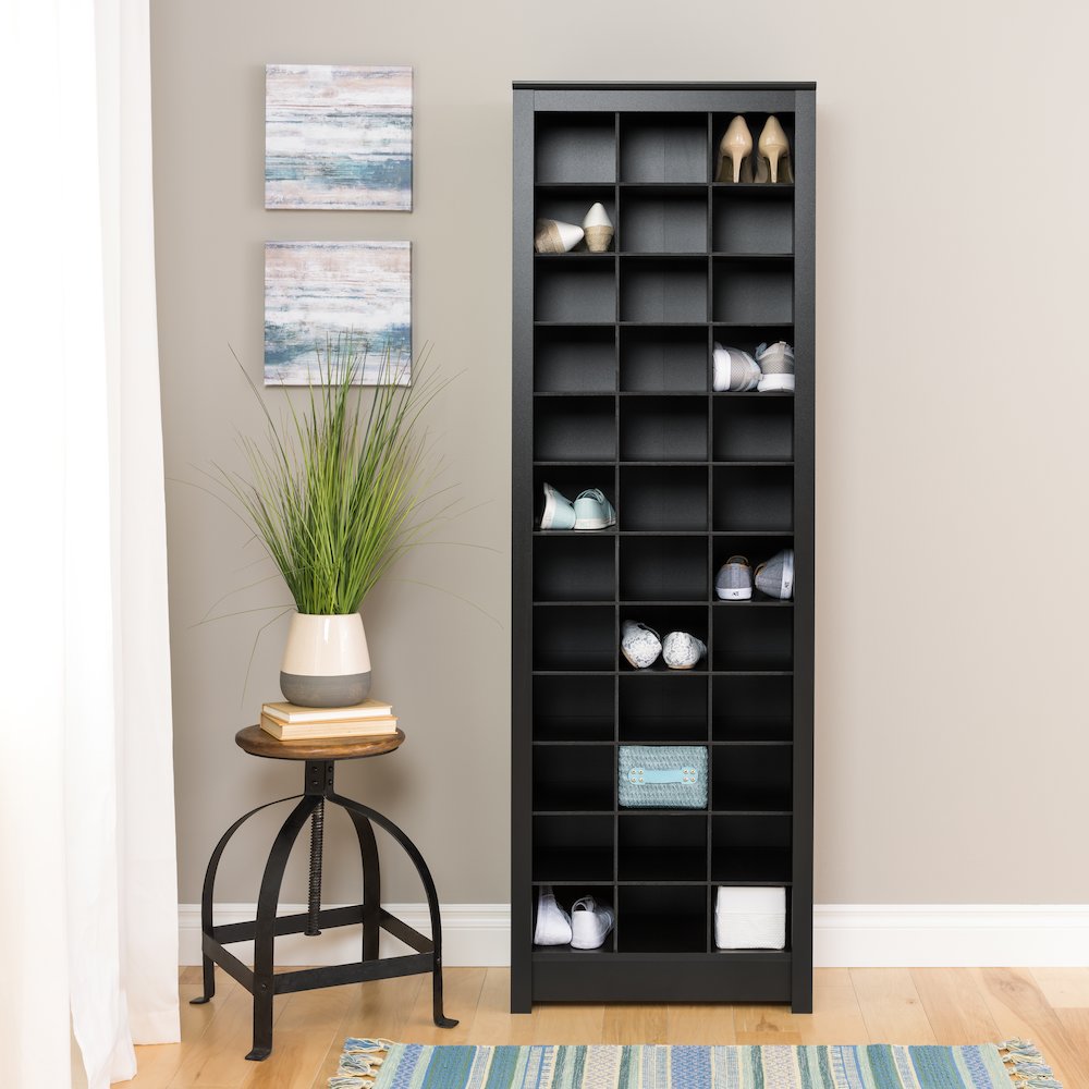 Space-Saving Shoe Storage Cabinet, Black. Picture 2