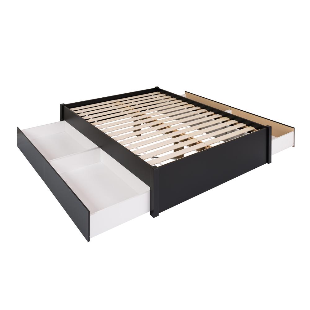 Queen Select 4-Post Platform Bed with 4 Drawers, Black. The main picture.