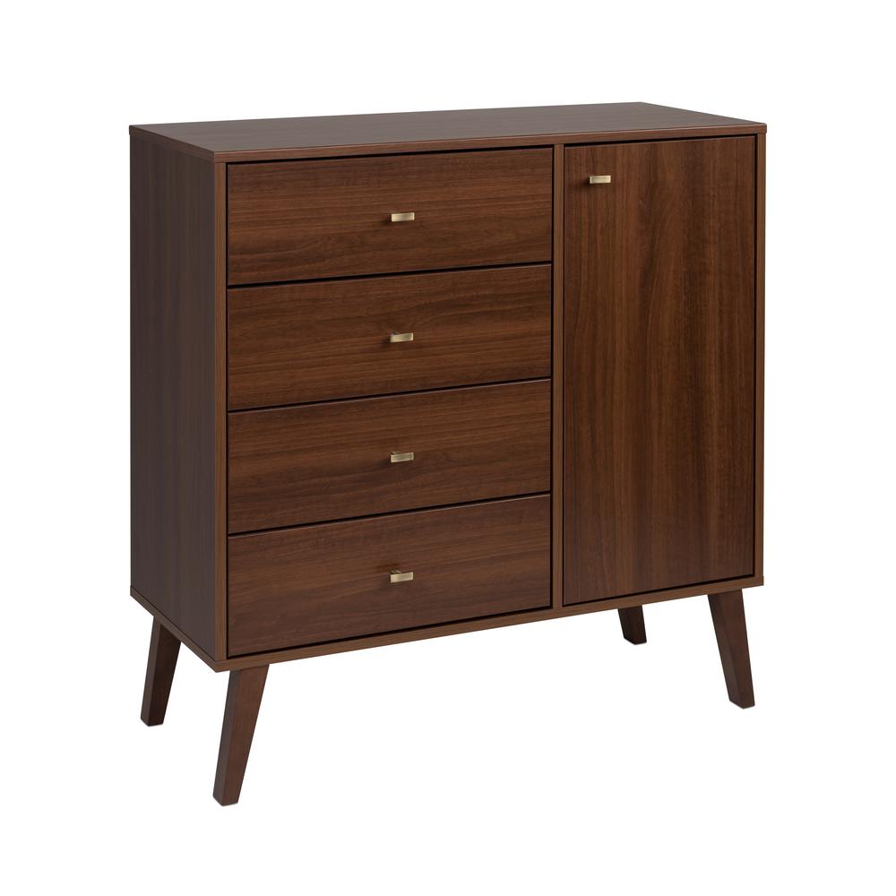 Prepac Milo 4-Drawer Chest with Door, Cherry. Picture 9