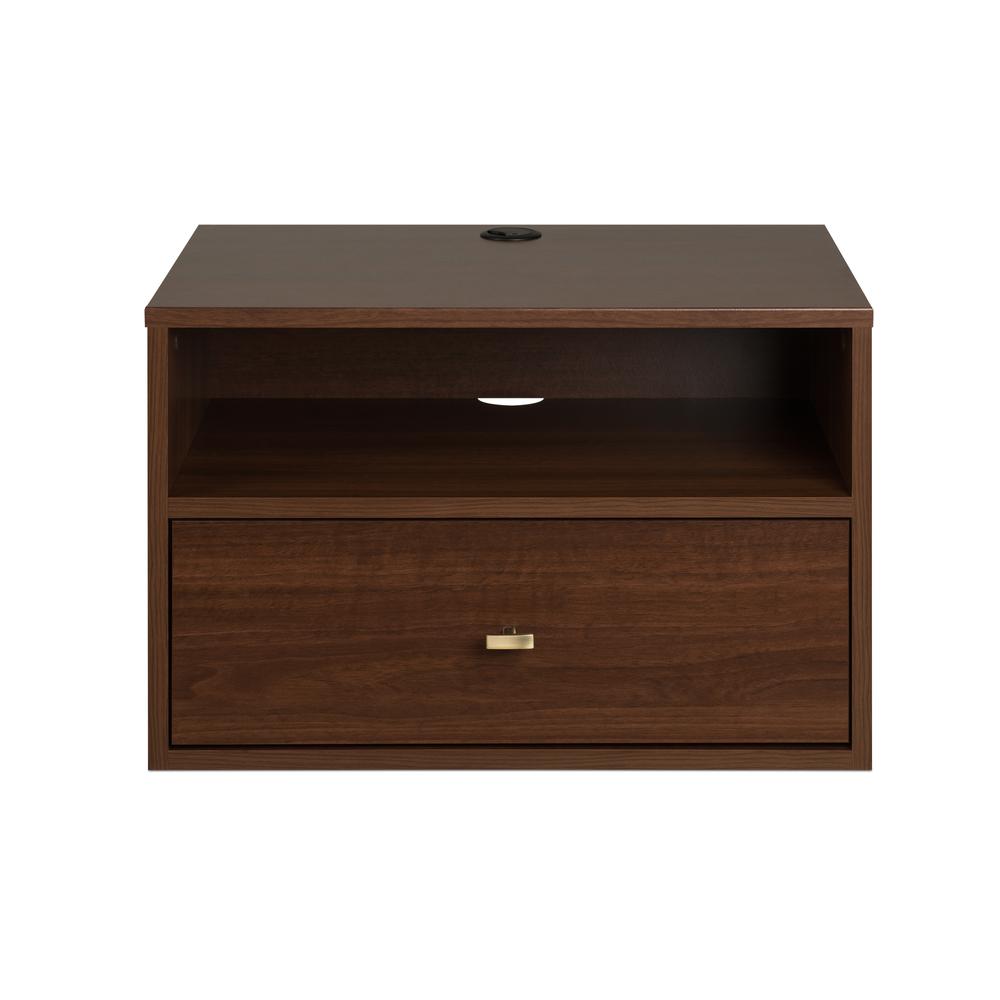 Prepac Floating Nightstand With Open Shelf, Cherry. Picture 2