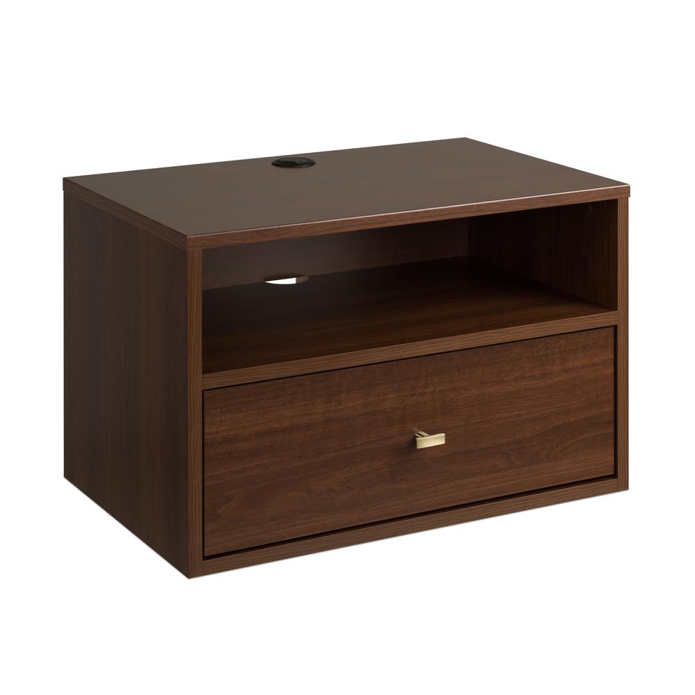 Prepac Floating Nightstand With Open Shelf, Cherry. Picture 1