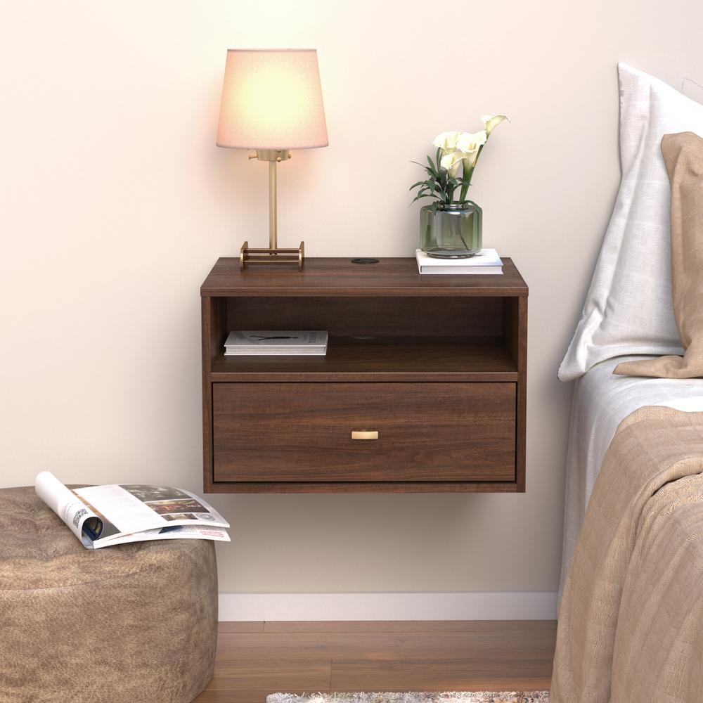 Prepac Floating Nightstand With Open Shelf, Cherry. Picture 9