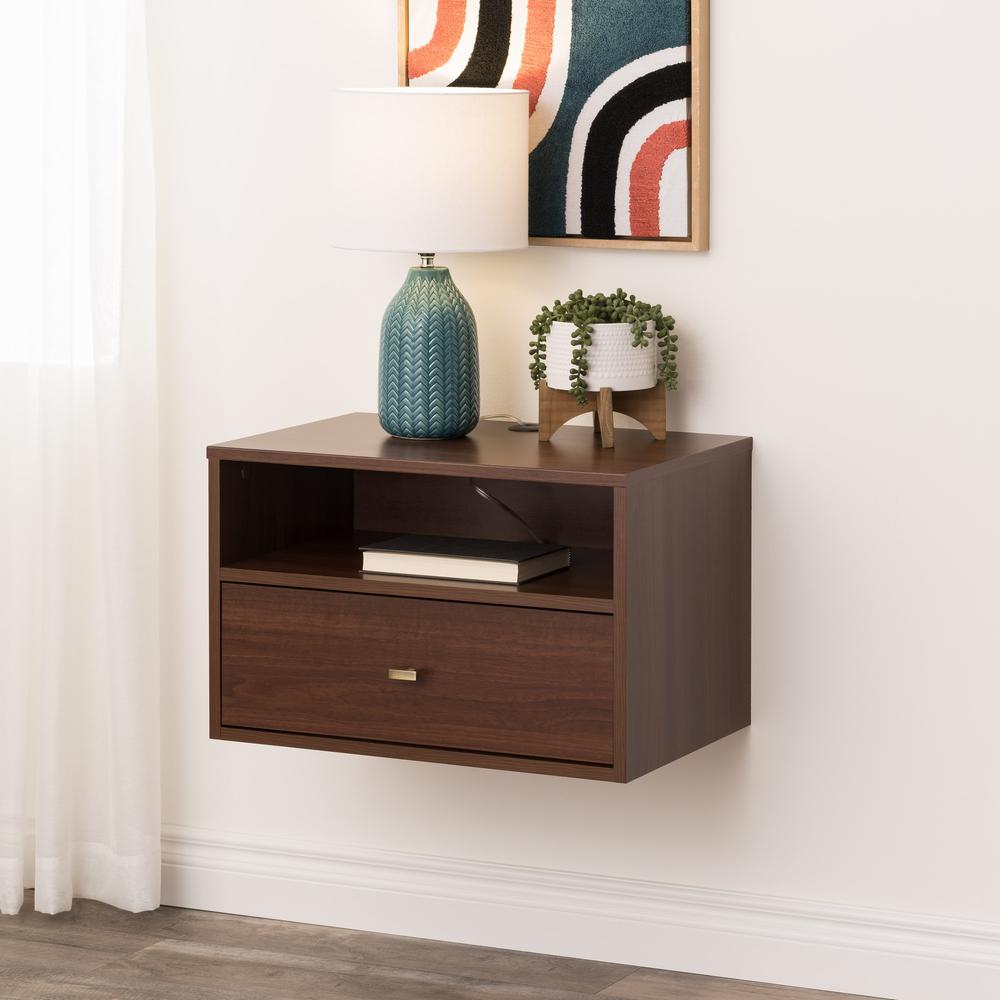 Prepac Floating Nightstand With Open Shelf, Cherry. Picture 6