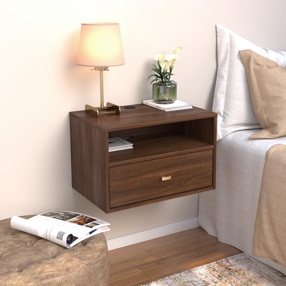 Prepac Floating Nightstand With Open Shelf, Cherry. Picture 10