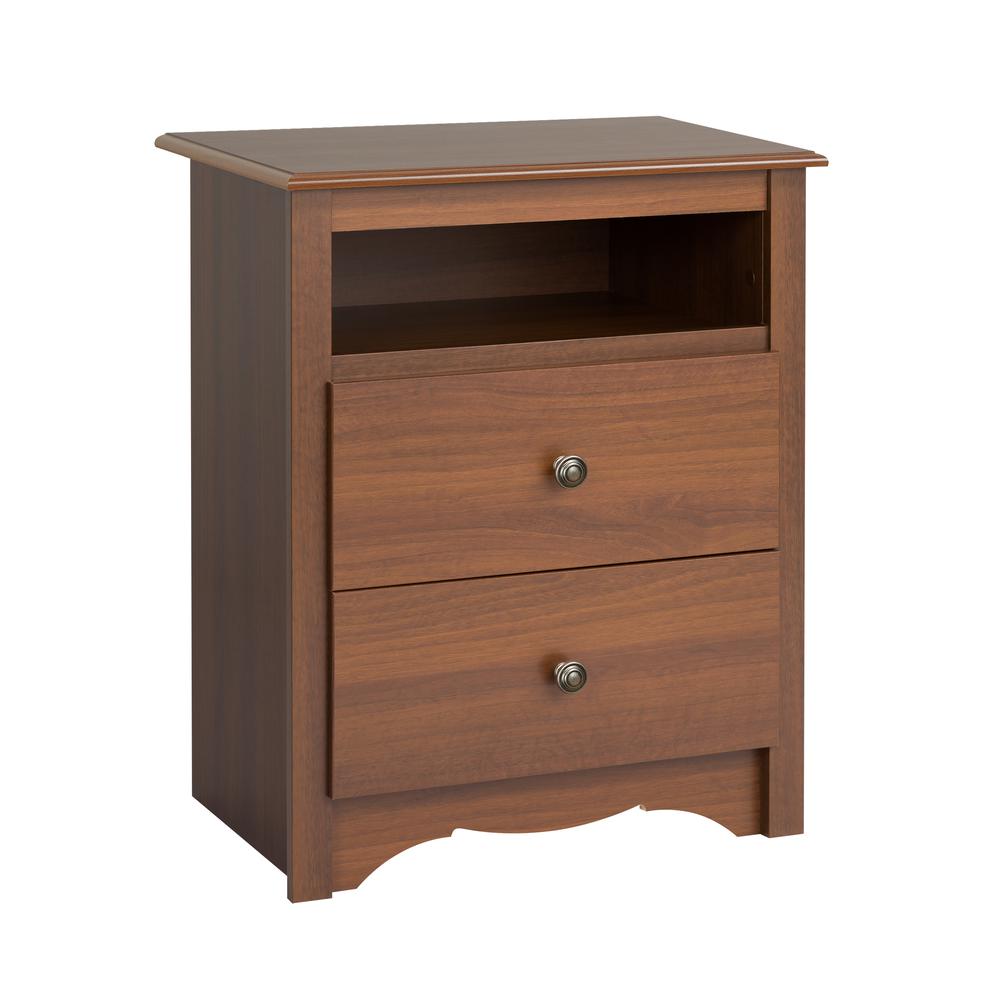 Cherry Monterey Tall 2 Drawer Nightstand with Open Shelf. Picture 1