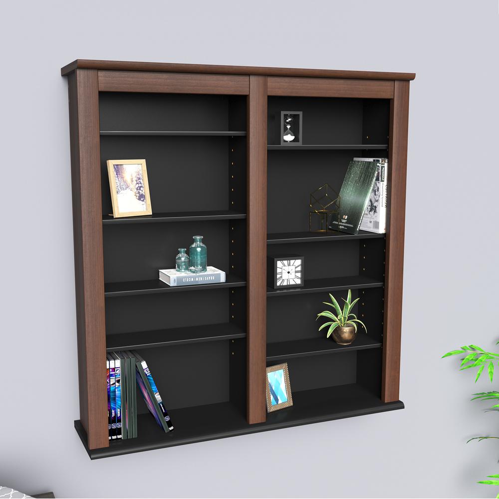 Cherry & Black Double Wall Mounted Storage. Picture 6