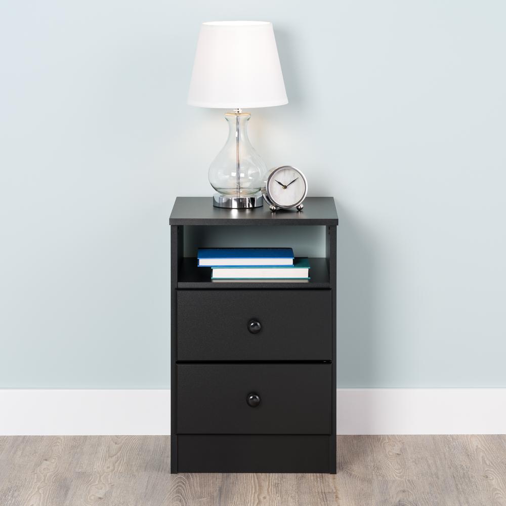 Astrid 2-Drawer Nightstand, Black. Picture 6