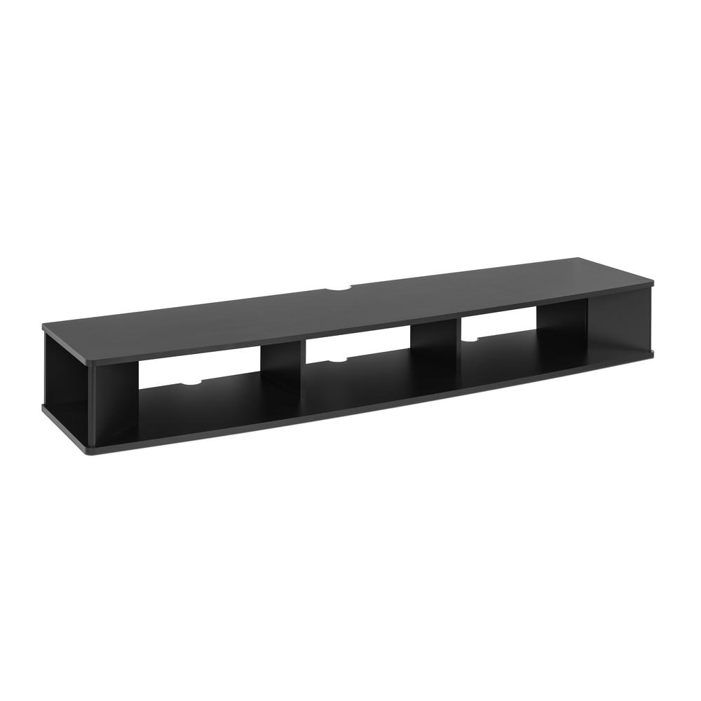 70" Wide Wall Mounted TV Stand, Black. The main picture.