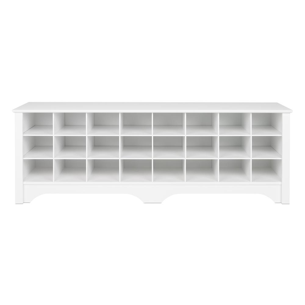 60" Shoe Cubby Bench - White. Picture 1