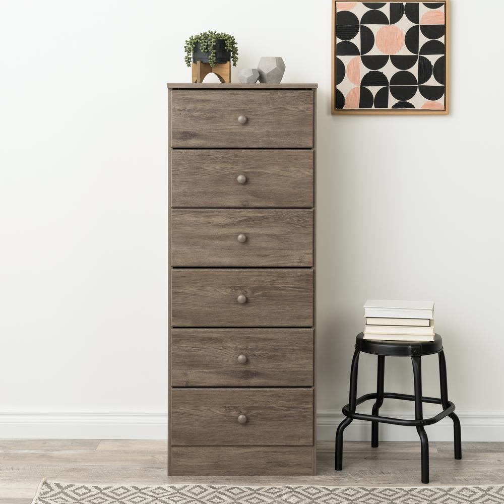 Astrid 6-Drawer Tall Chest, Drifted Gray. Picture 9