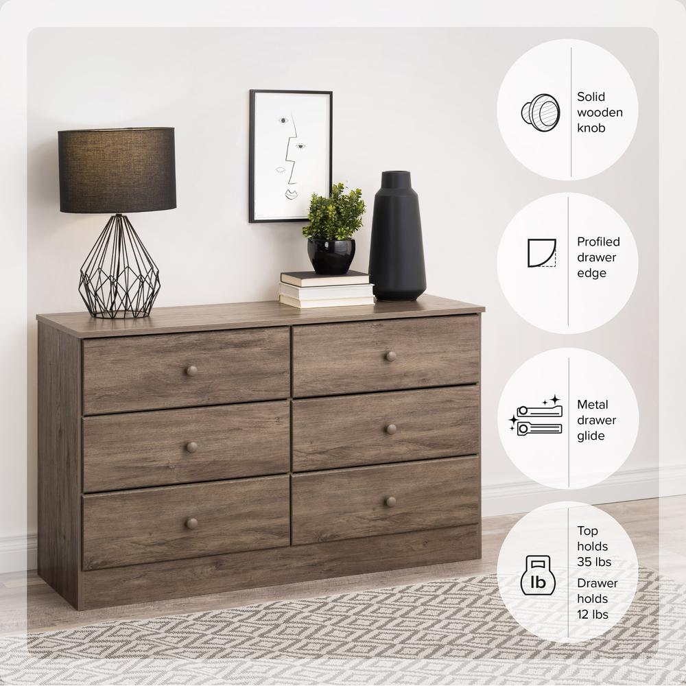 Astrid 6-Drawer Dresser, Drifted Gray. Picture 8