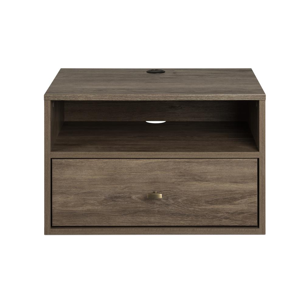 Prepac Floating Nightstand With Open Shelf, Drifted Gray. Picture 2