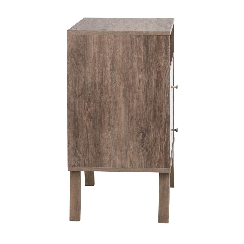 Milo 2-drawer Tall Nightstand with Open Shelf, Drifted Gray and White. Picture 3