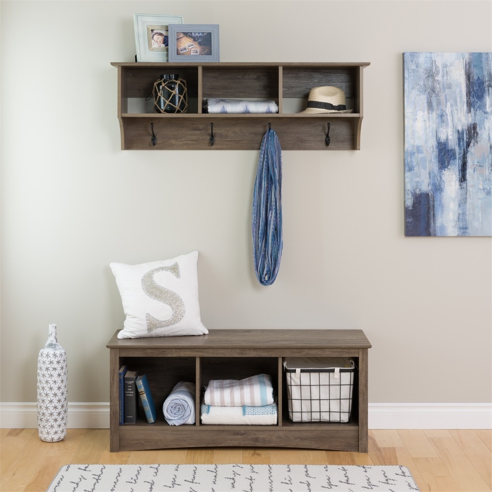 48" Wide Hanging Entryway Shelf, Drifted Gray. Picture 6
