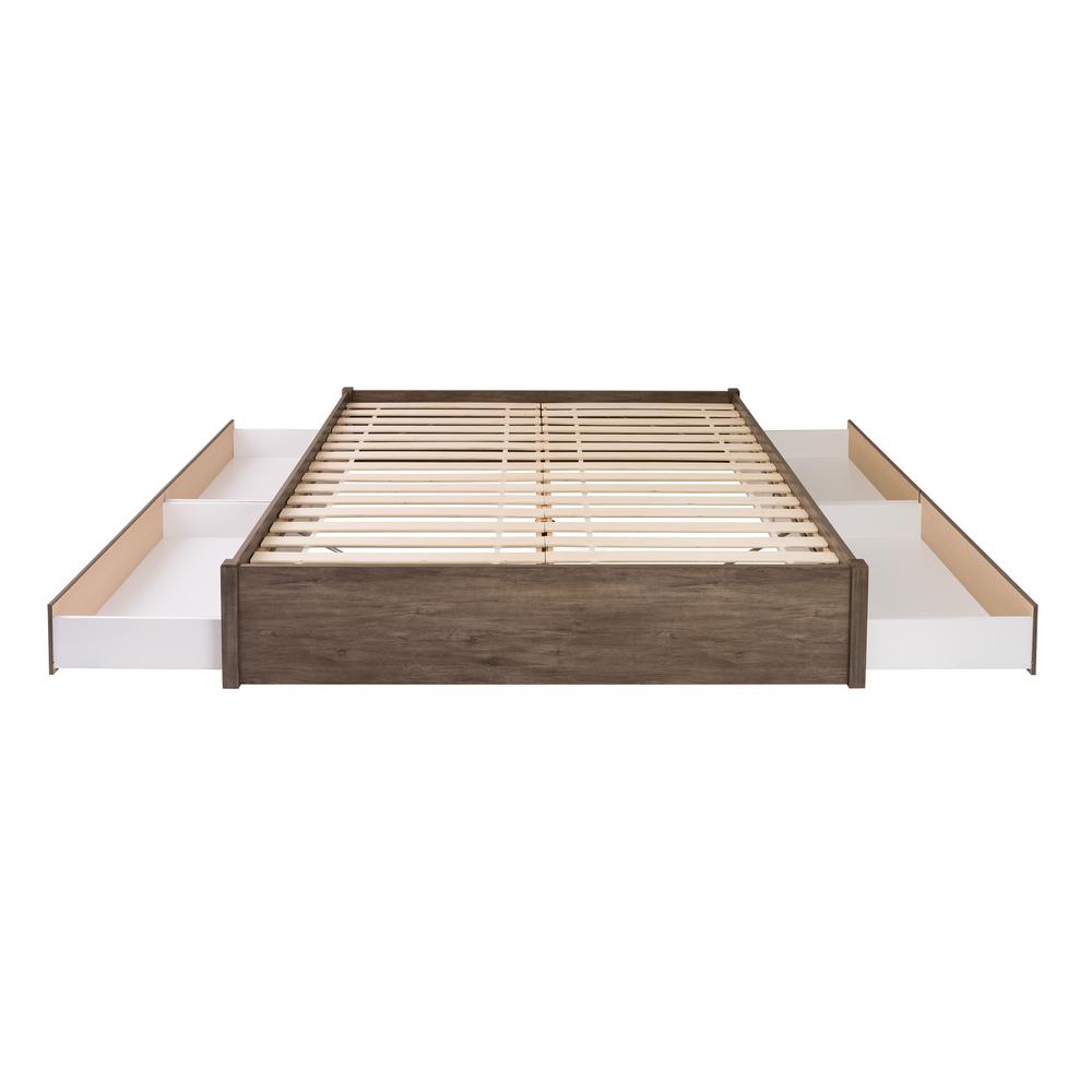 King Select 4-Post Platform Bed with 4 Drawers, Drifted Gray. Picture 2