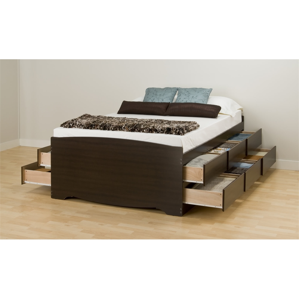 Espresso Tall Queen Captain’s Platform Storage Bed with 12 Drawers. Picture 5