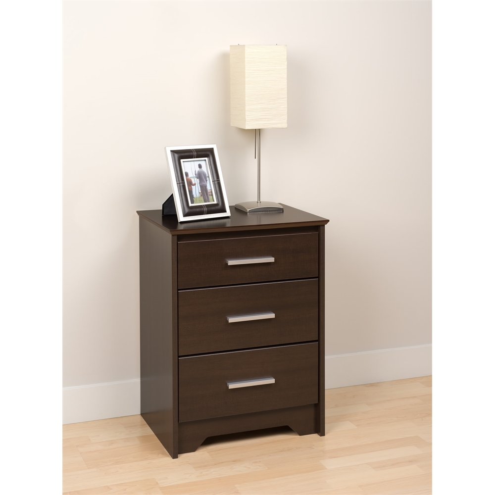 Espresso Coal Harbor 3 Drawer Tall Nightstand. Picture 1