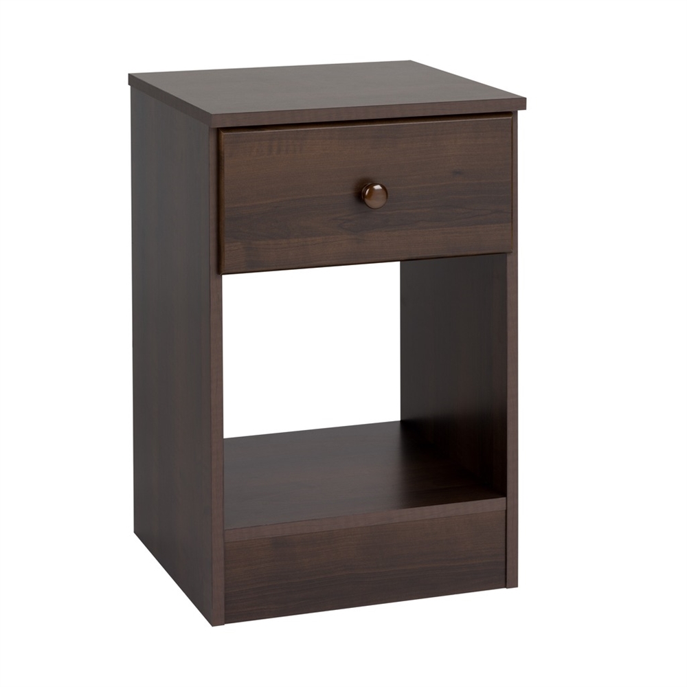 Astrid Tall 1-Drawer Night Stand, Black. Picture 1