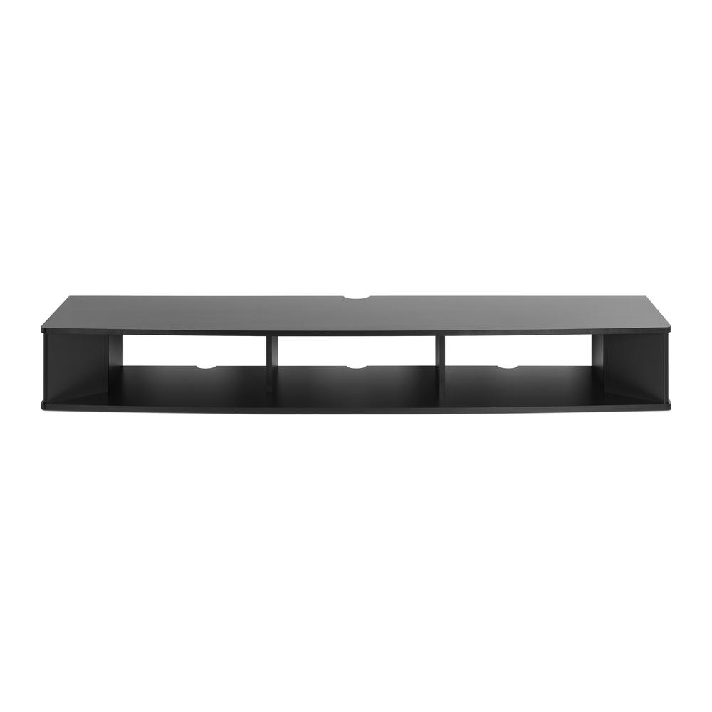70" Wide Wall Mounted TV Stand, Black. Picture 4