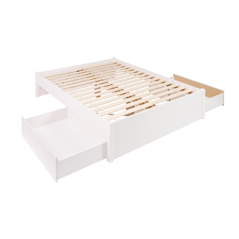 Queen Select 4-Post Platform Bed with 2 Drawers, White. The main picture.