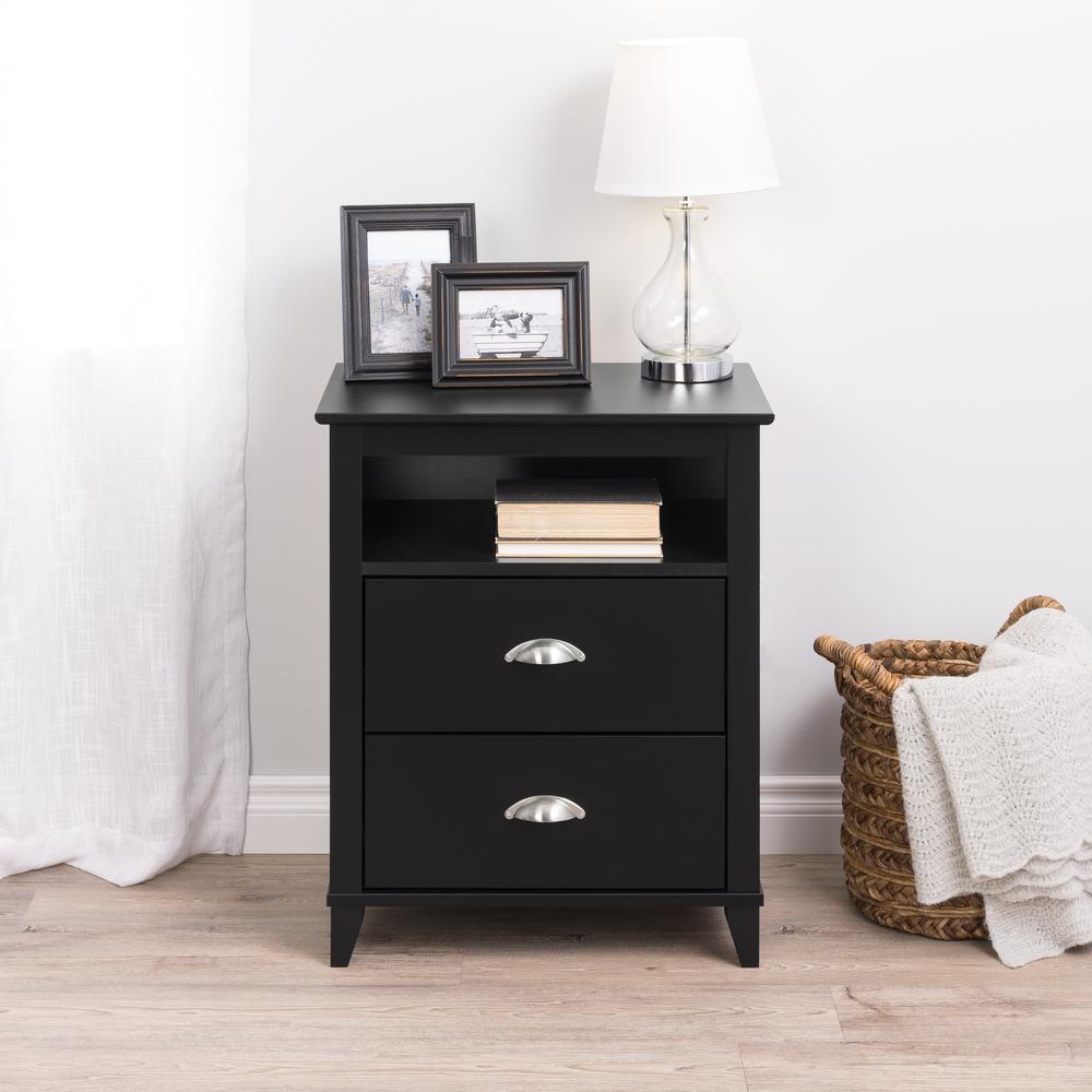 Yaletown 2-Drawer Tall Nightstand, Black. Picture 5
