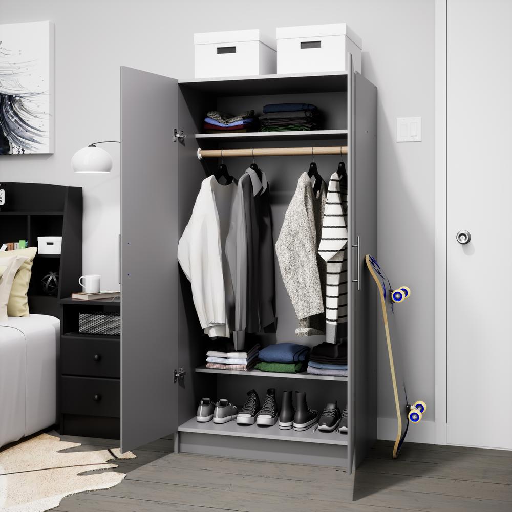 Elite 32 inch Wardrobe Cabinet, Gray. Picture 45