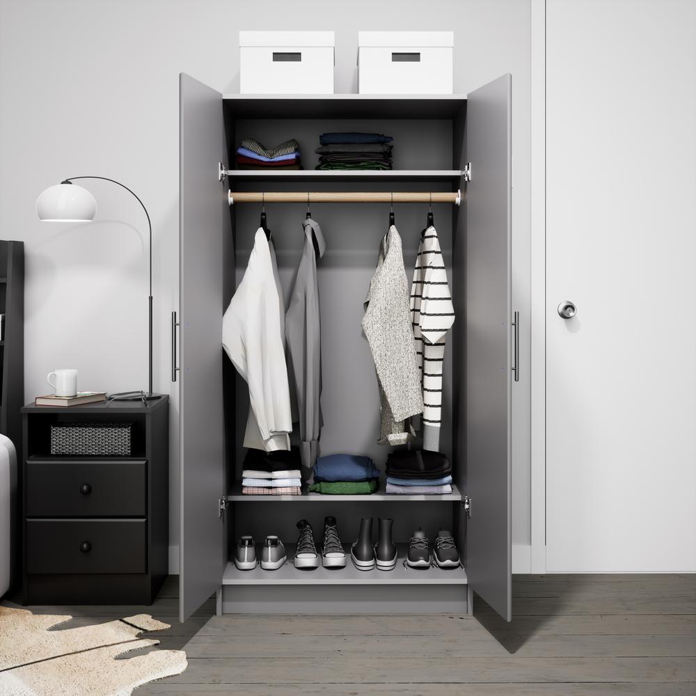 Elite 32 inch Wardrobe Cabinet, Gray. Picture 46