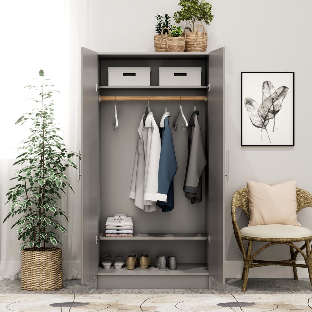 Elite 32 inch Wardrobe Cabinet, Gray. Picture 47