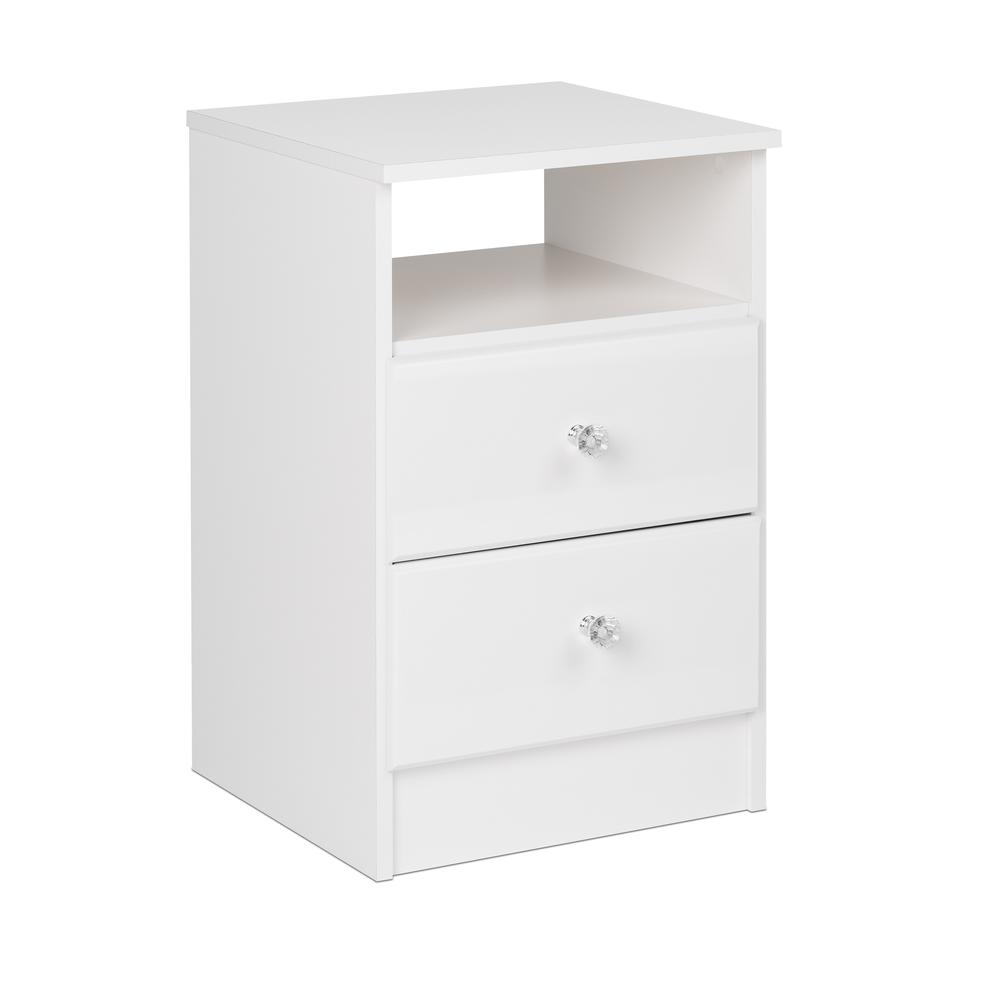 Astrid 2-Drawer Nightstand, Crystal White. Picture 1