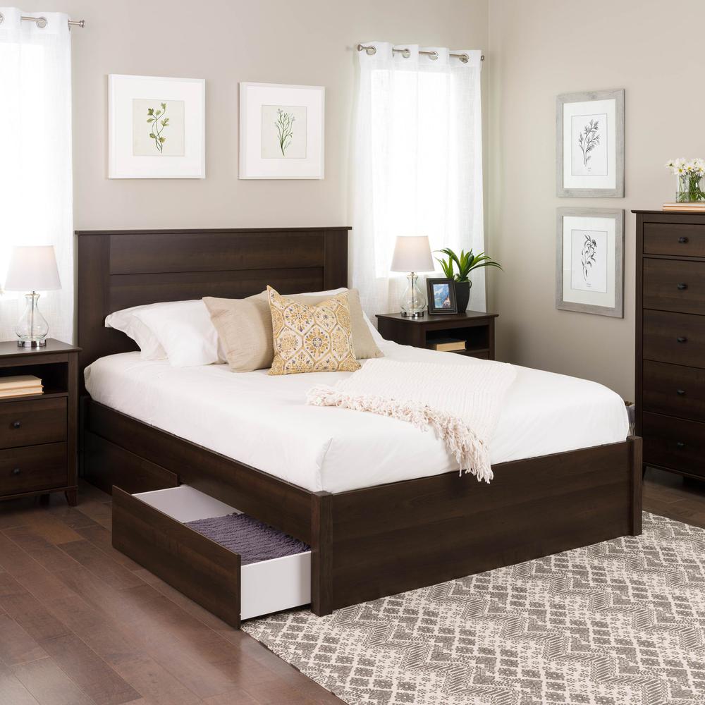 Queen Select 4-Post Platform Bed with 4 Drawers, Espresso. Picture 5