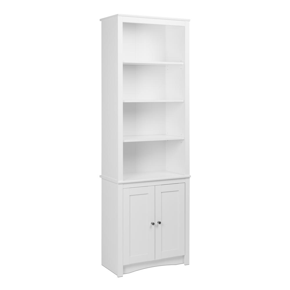 Tall Bookcase with 2 Shaker Doors, White. Picture 1