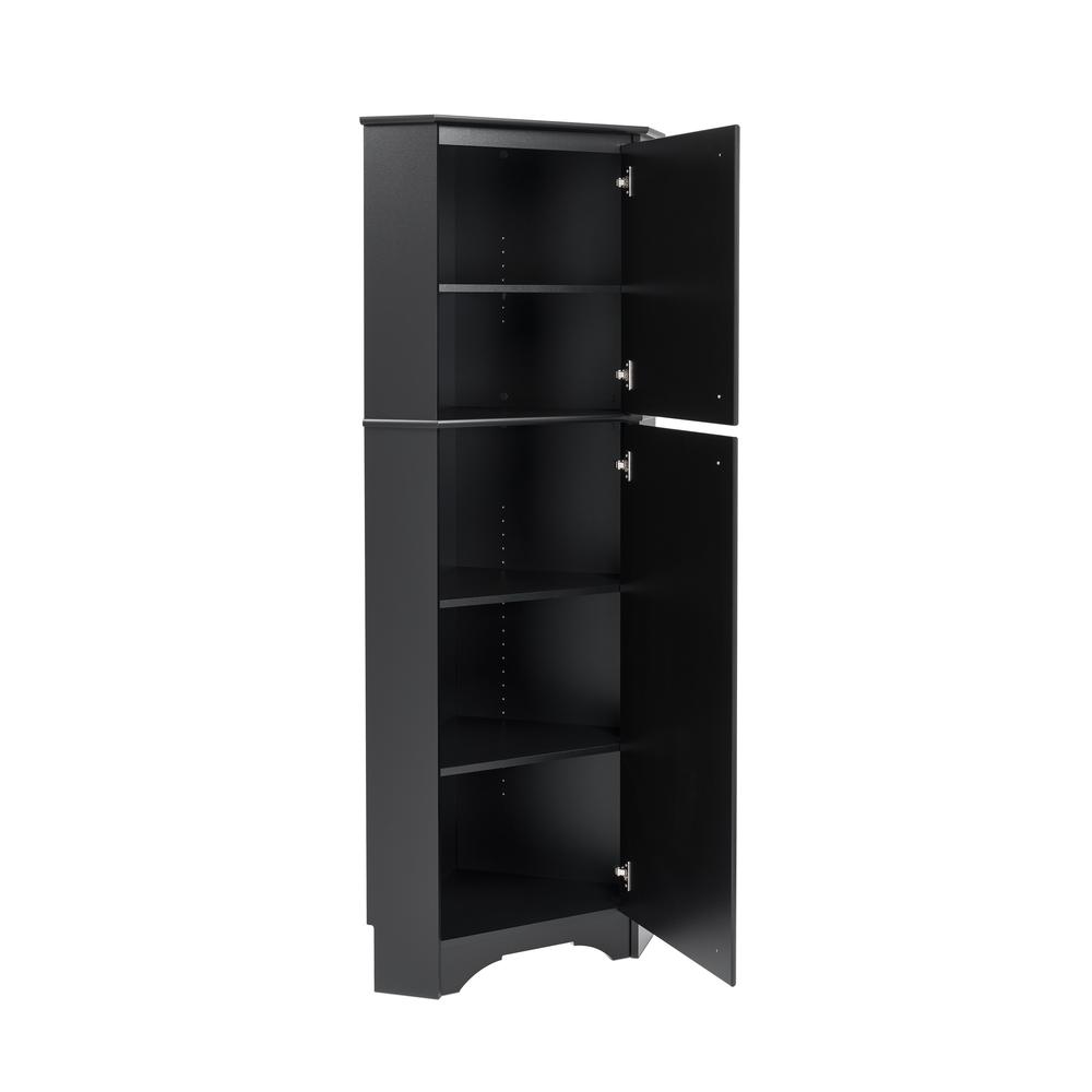 Elite Tall 2-Door Corner Storage Cabinet, Black. Picture 2