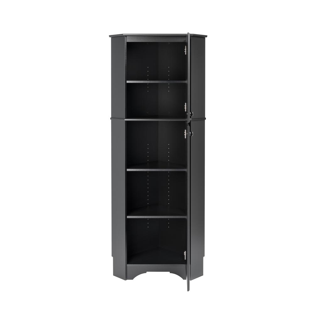 Elite Tall 2-Door Corner Storage Cabinet, Black. Picture 4
