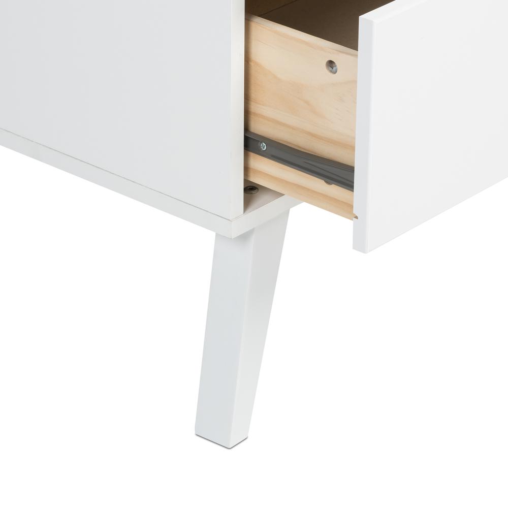 Milo Mid Century Modern  2-drawer Nightstand, White. Picture 4