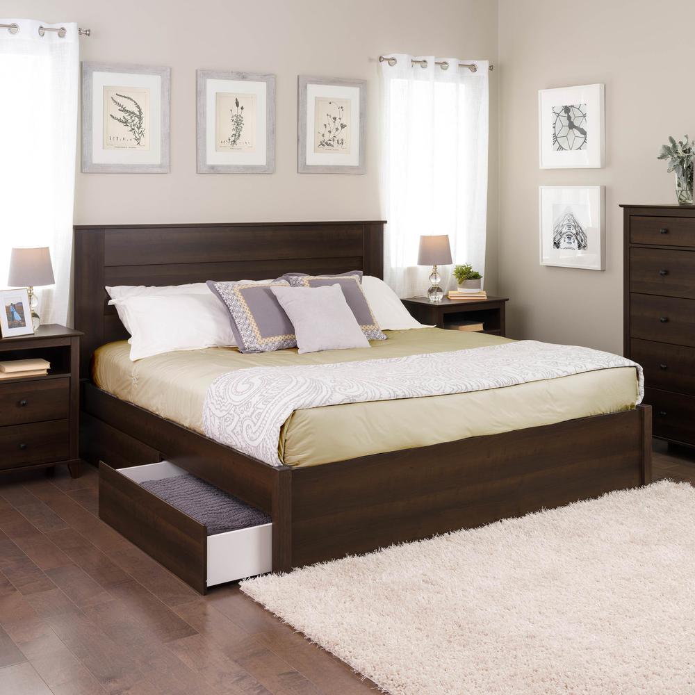 King Select 4-Post Platform Bed with 2 Drawers, Espresso. Picture 5