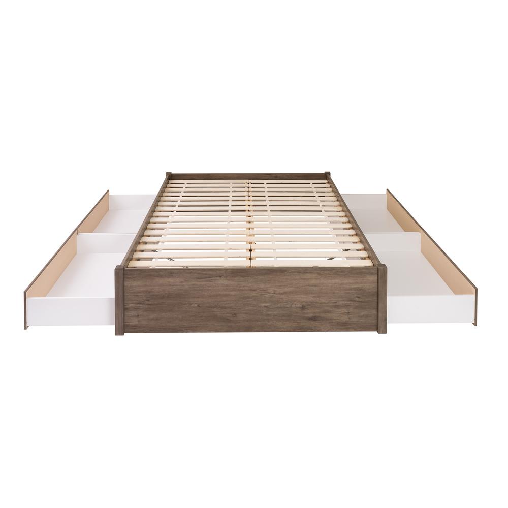 Queen Select 4-Post Platform Bed with 4 Drawers, Drifted Gray. Picture 2