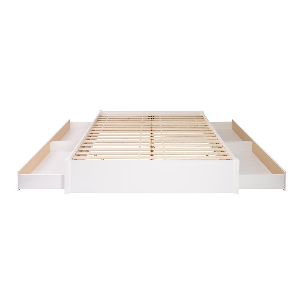 King Select 4-Post Platform Bed with 4 Drawers, White. Picture 2