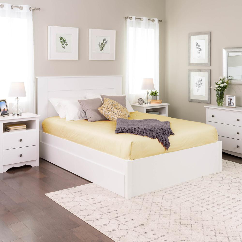 Queen Select 4-Post Platform Bed with 2 Drawers, White. Picture 5