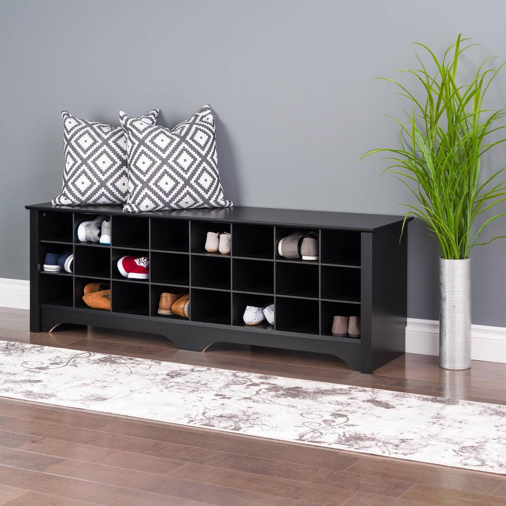 60" Shoe Cubby Bench - Black. Picture 4