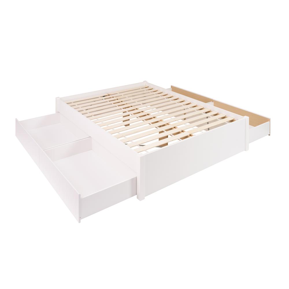 Queen Select 4-Post Platform Bed with 4 Drawers, White. The main picture.