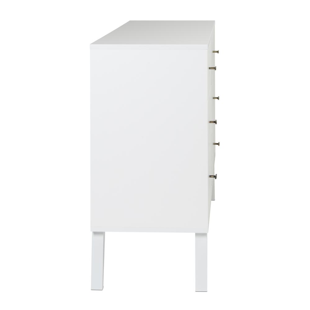Milo Mid Century Modern  6-drawer Dresser, White. Picture 3