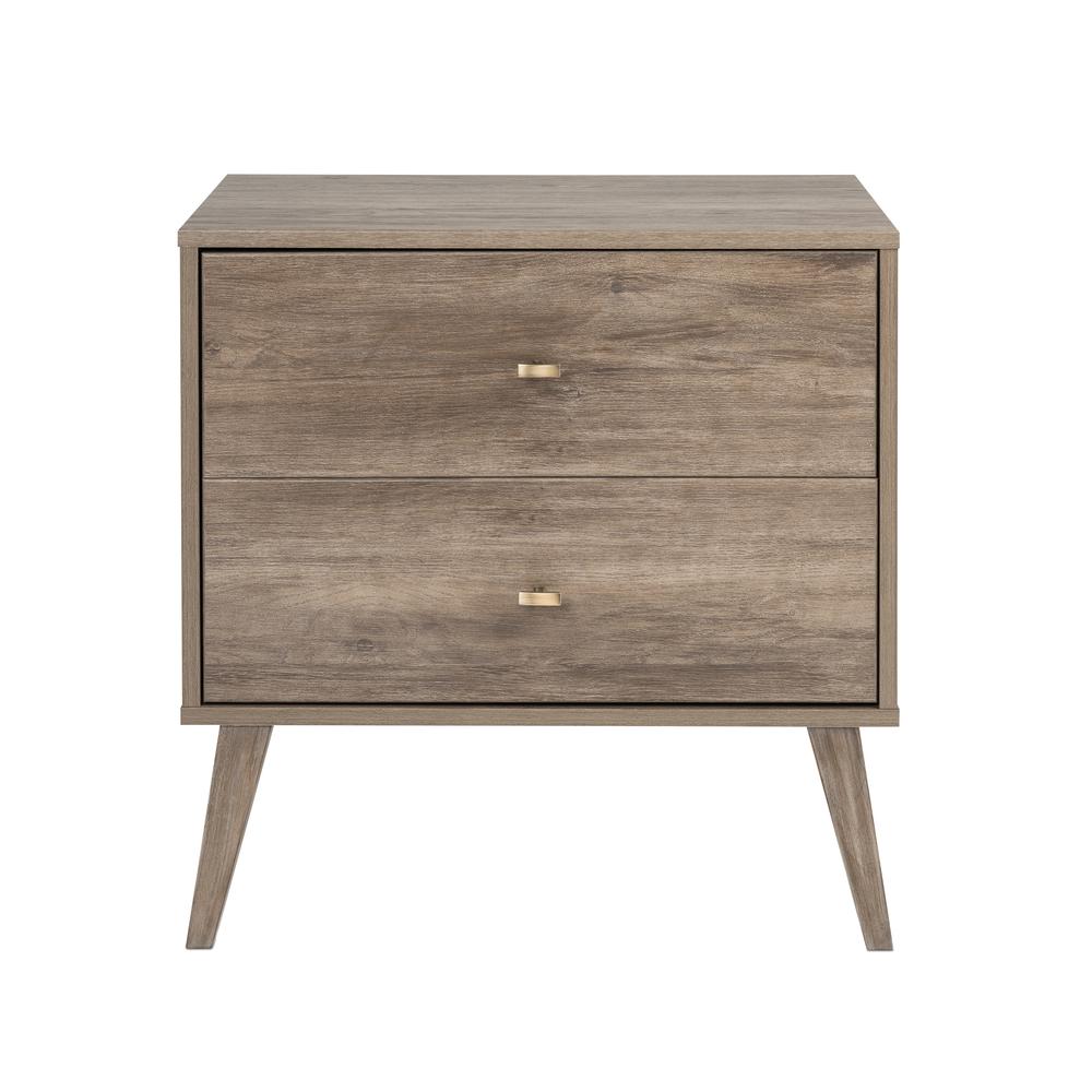 Milo Mid Century Modern  2-drawer Nightstand, Drifted Gray. Picture 2