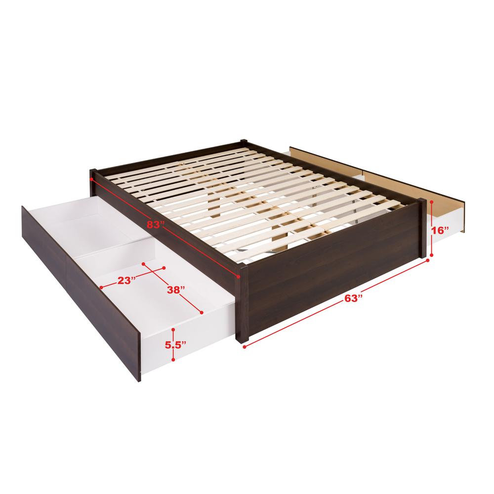 Queen Select 4-Post Platform Bed with 4 Drawers, Espresso. Picture 6
