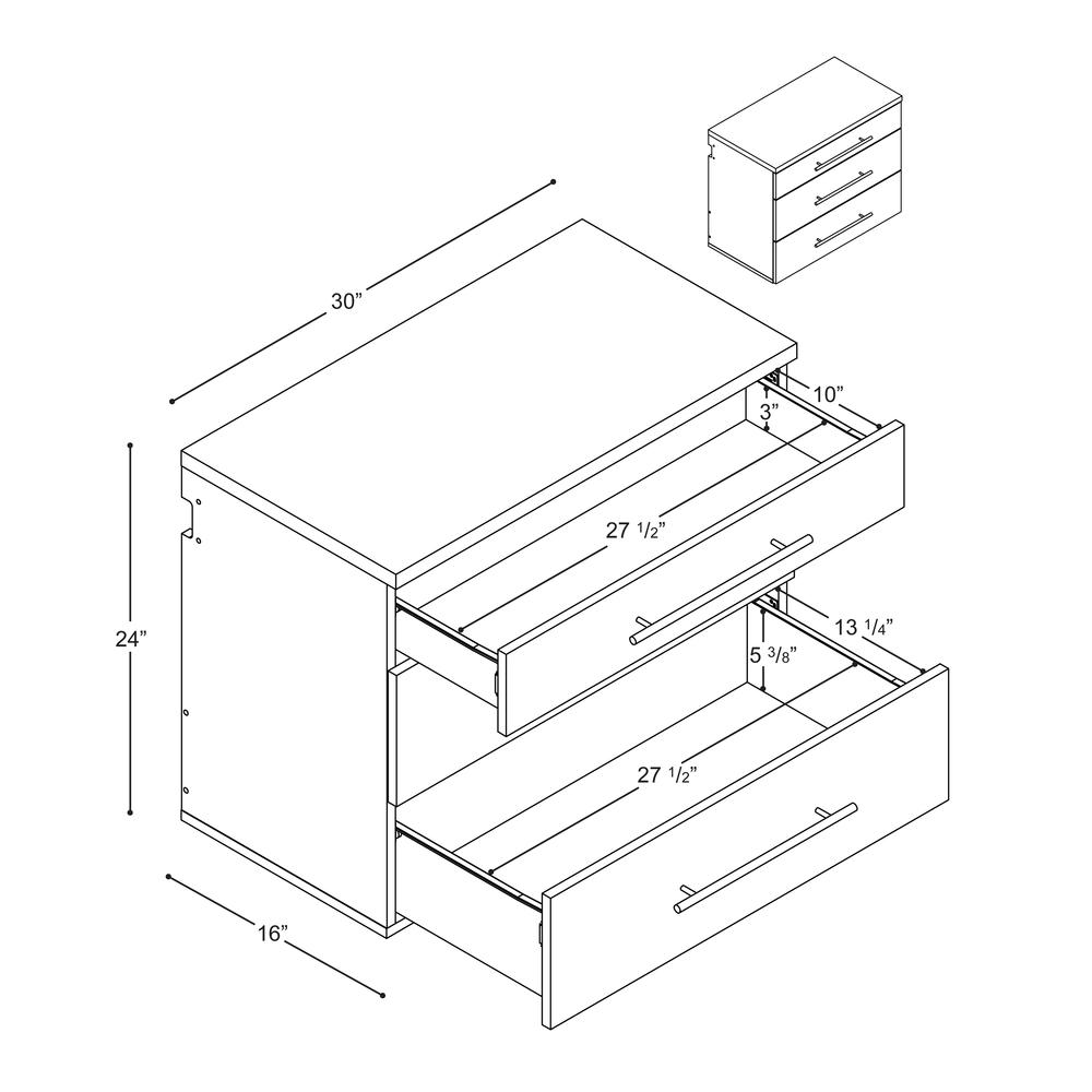 HangUps 3-Drawer Base Storage Cabinet, White. Picture 5