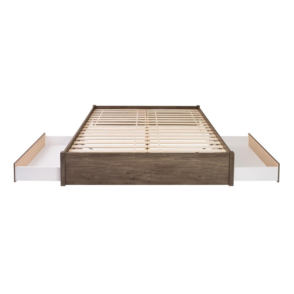 King Select 4-Post Platform Bed with 2 Drawers, Drifted Gray. Picture 2