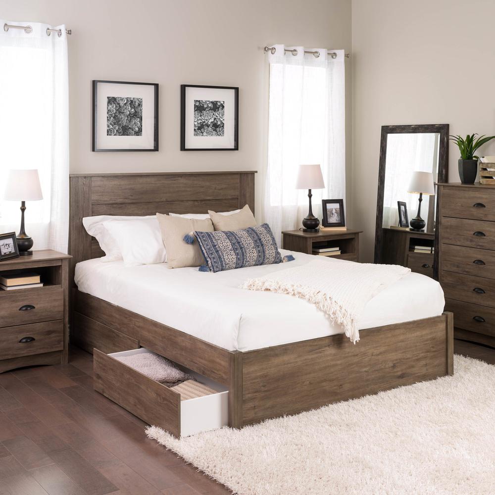 Queen Select 4-Post Platform Bed with 4 Drawers, Drifted Gray. Picture 5