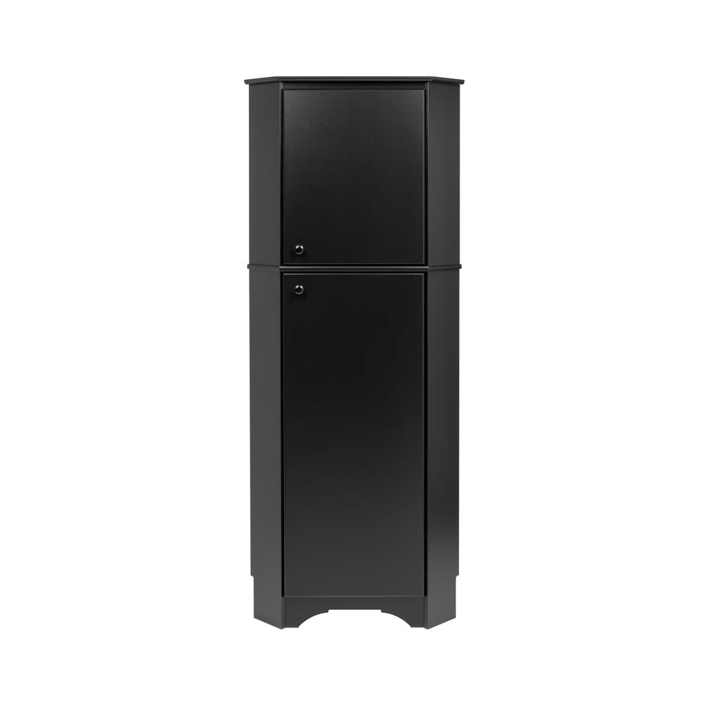 Elite Tall 2-Door Corner Storage Cabinet, Black. Picture 3