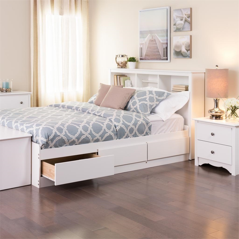 White Full Mate’s Platform Storage Bed with 6 Drawers. Picture 2