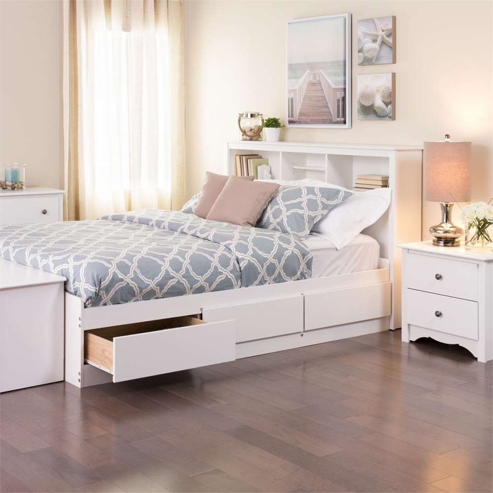 White Queen Mate’s Platform Storage Bed with 6 Drawers. Picture 2